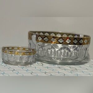 Vintage acoroc France chips and dip bowl with 22k gold trim